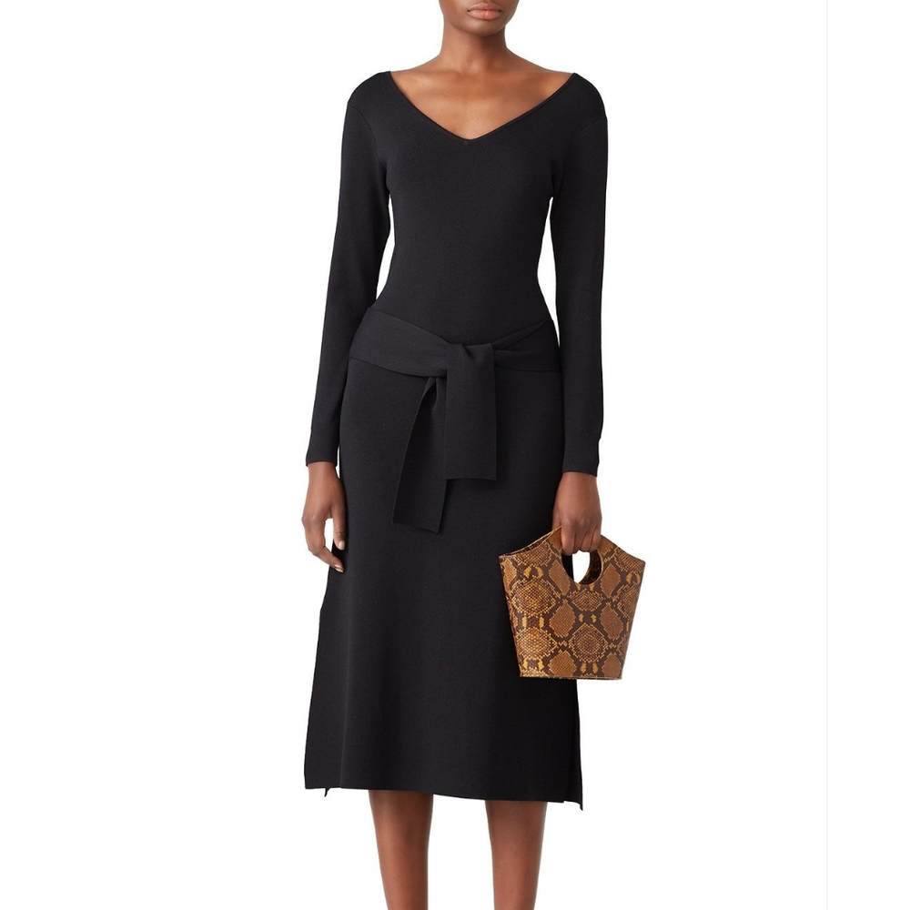 Charli Dress, Small Knit Vikki Midi Tie Waist, Black